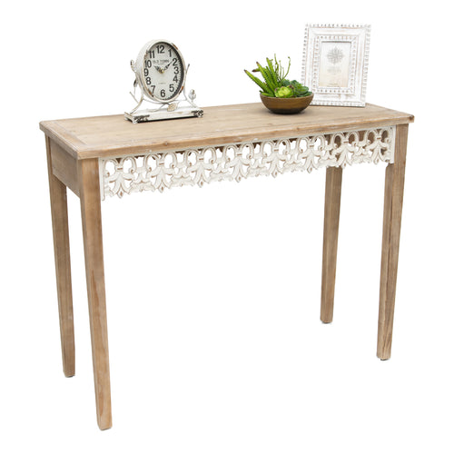White Washed Detailed Hall/Console Table