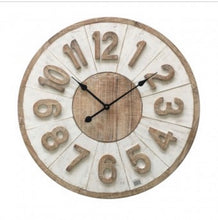 Load image into Gallery viewer, Wood Wash &amp; White Large Clock