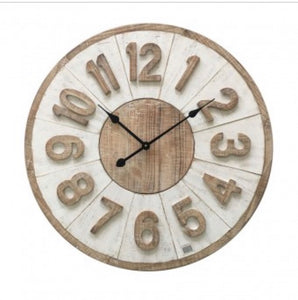 Wood Wash & White Large Clock